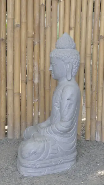 Product image 4 of the product “Seated Buddha made of Riverstone in Dhyana position - gesture of meditation, H.83 cm, natural. ”